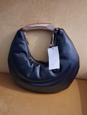 a new day Black Crescent Hobo Bag with Rose Gold Handle Accent